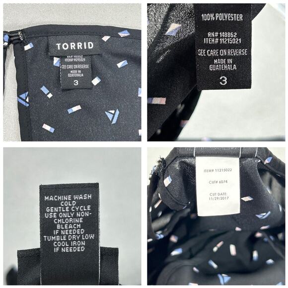 Torrid Top Women's 3 3X Black Cottagecore Boho Beachy Criss Cross Boats Flutter - Picture 12 of 13